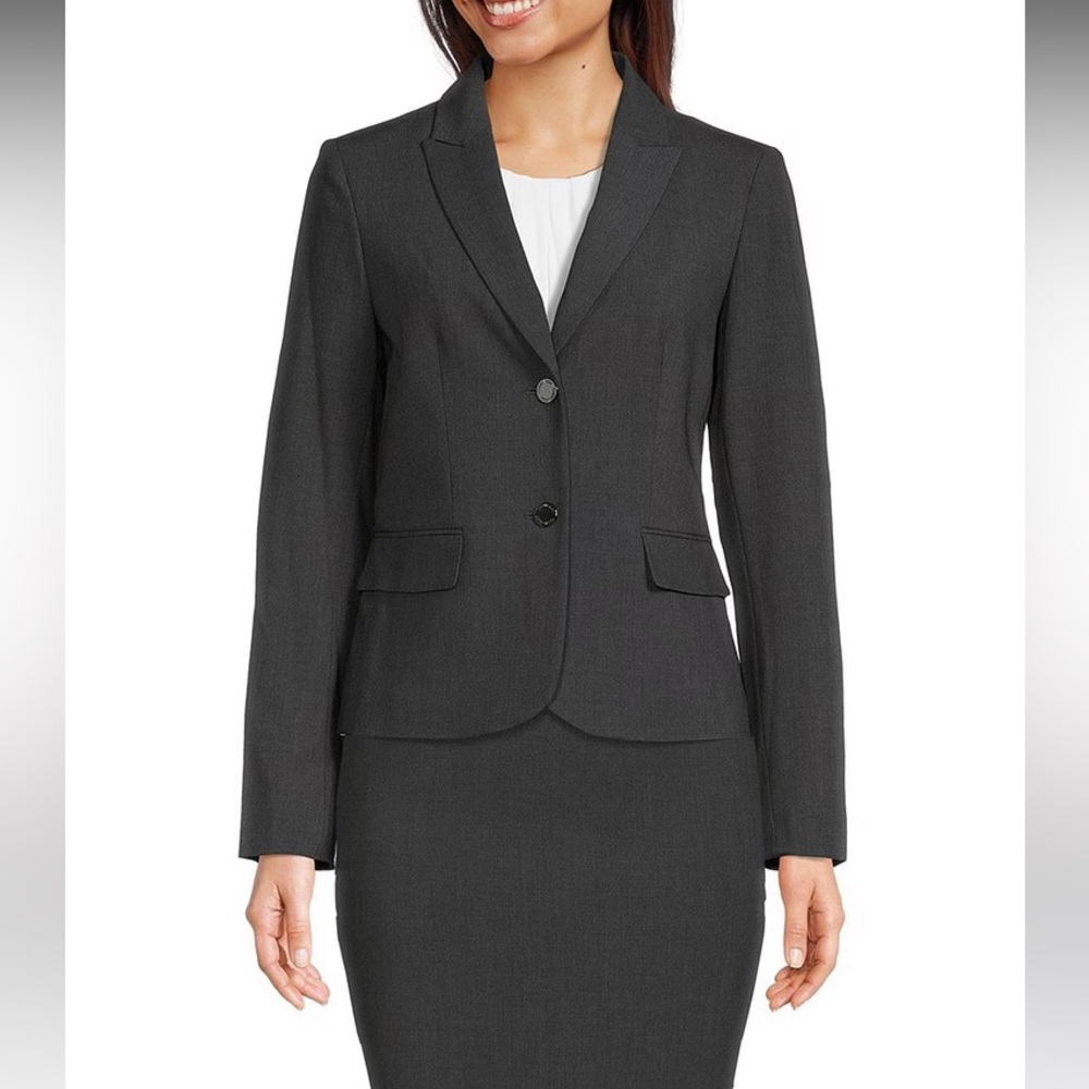Calvin Klein Charcoal Grey Blazer (size 4) and Skirt (size 2) Suit - NWOT - Picture 2 of 6